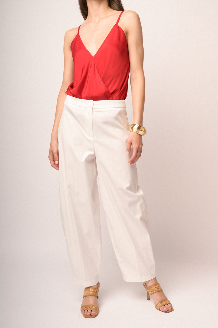 Pantaloni barrel-leg misto cotone bianco