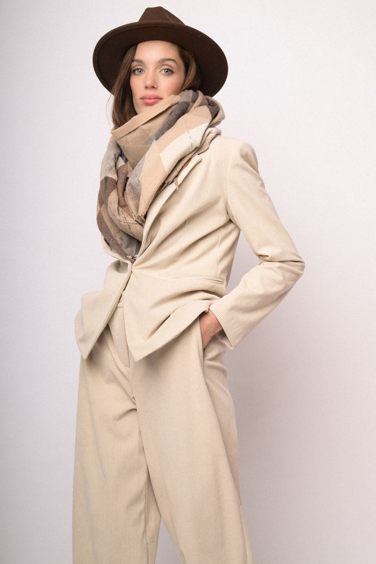 Blazer beige in velluto a coste