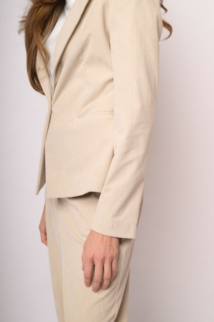 Blazer beige in velluto a coste