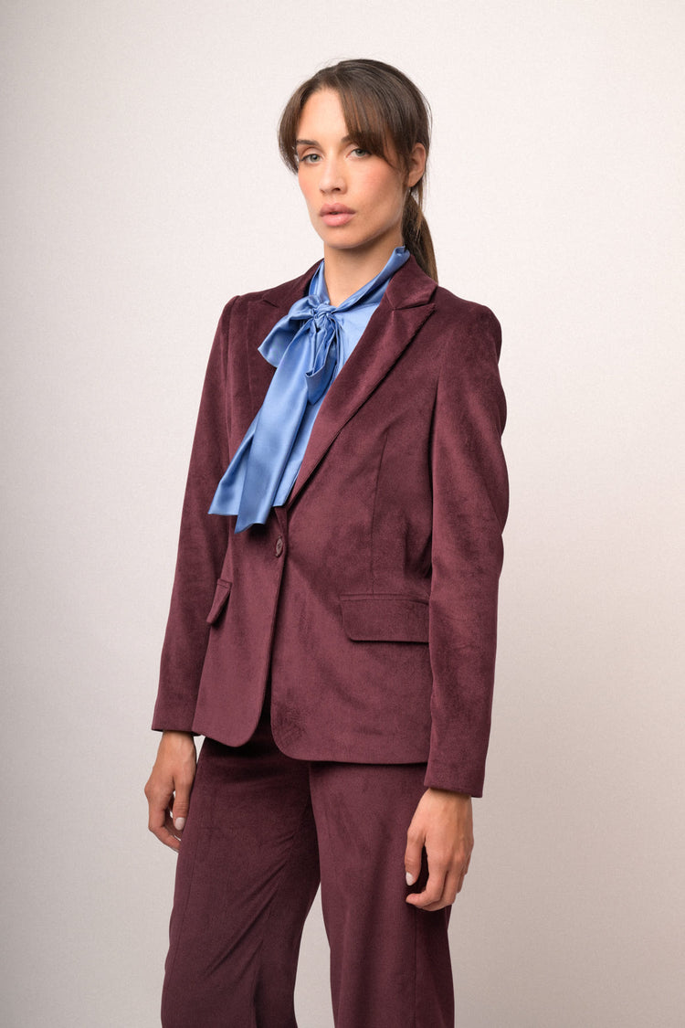Blazer bordeaux in velluto a coste