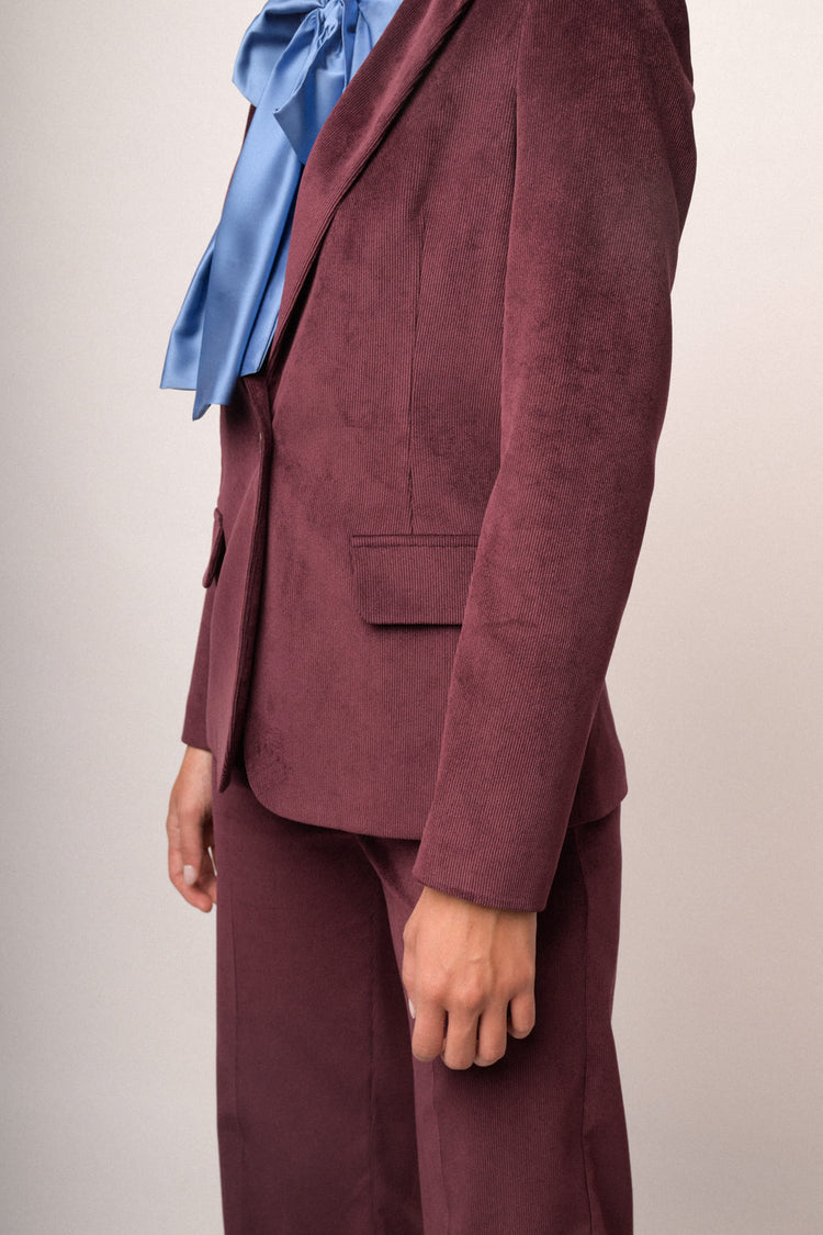 Blazer bordeaux in velluto a coste