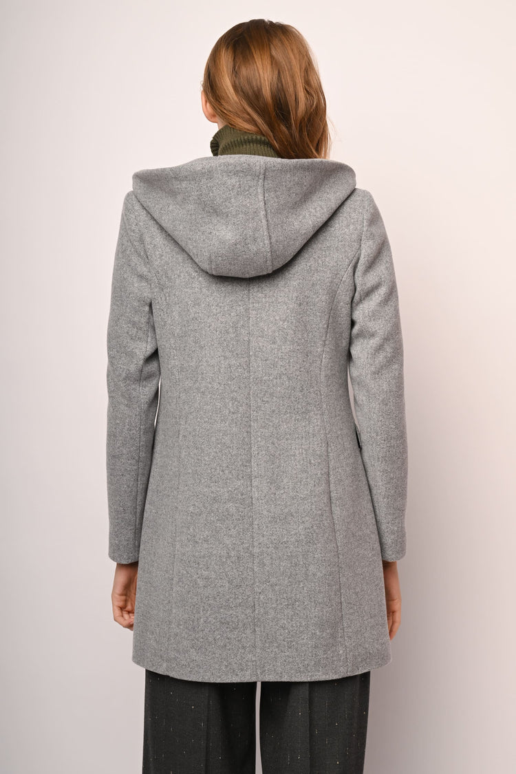 Cappotto monopetto con cappuccio