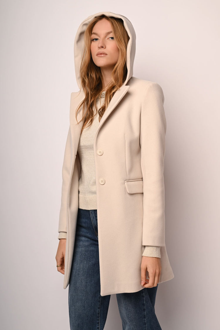 Cappotto monopetto con cappuccio