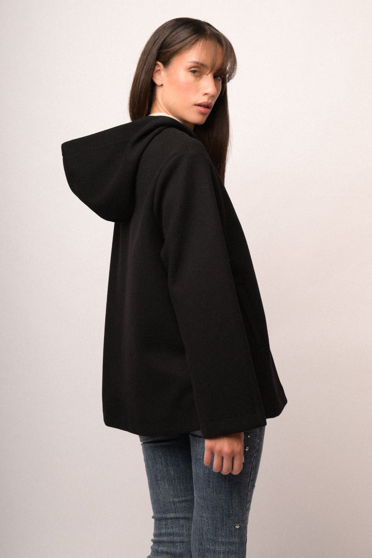 Cappotto corto con zip e cappuccio
