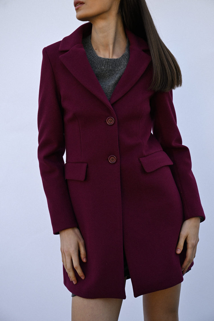 Cappotto monopetto con bottoni gioiello