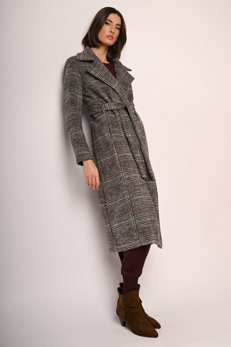 Cappotto misto lana con motivo Principe di Galles
