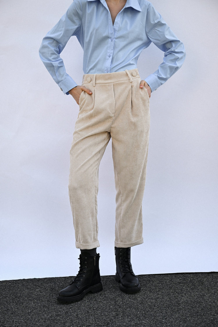 Pantaloni baggy in velluto a coste