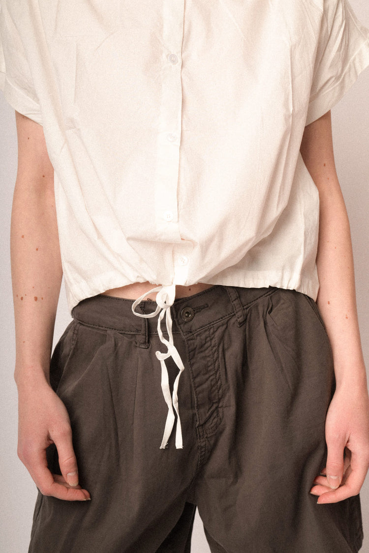 Camicia boxy-fit in cotone bianco con coulisse