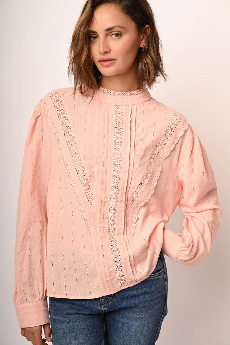 Blusa con inserti in pizzo