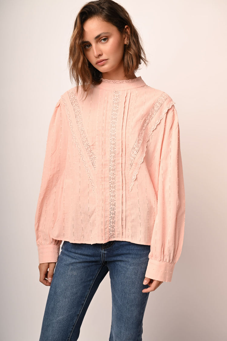 Blusa con inserti in pizzo