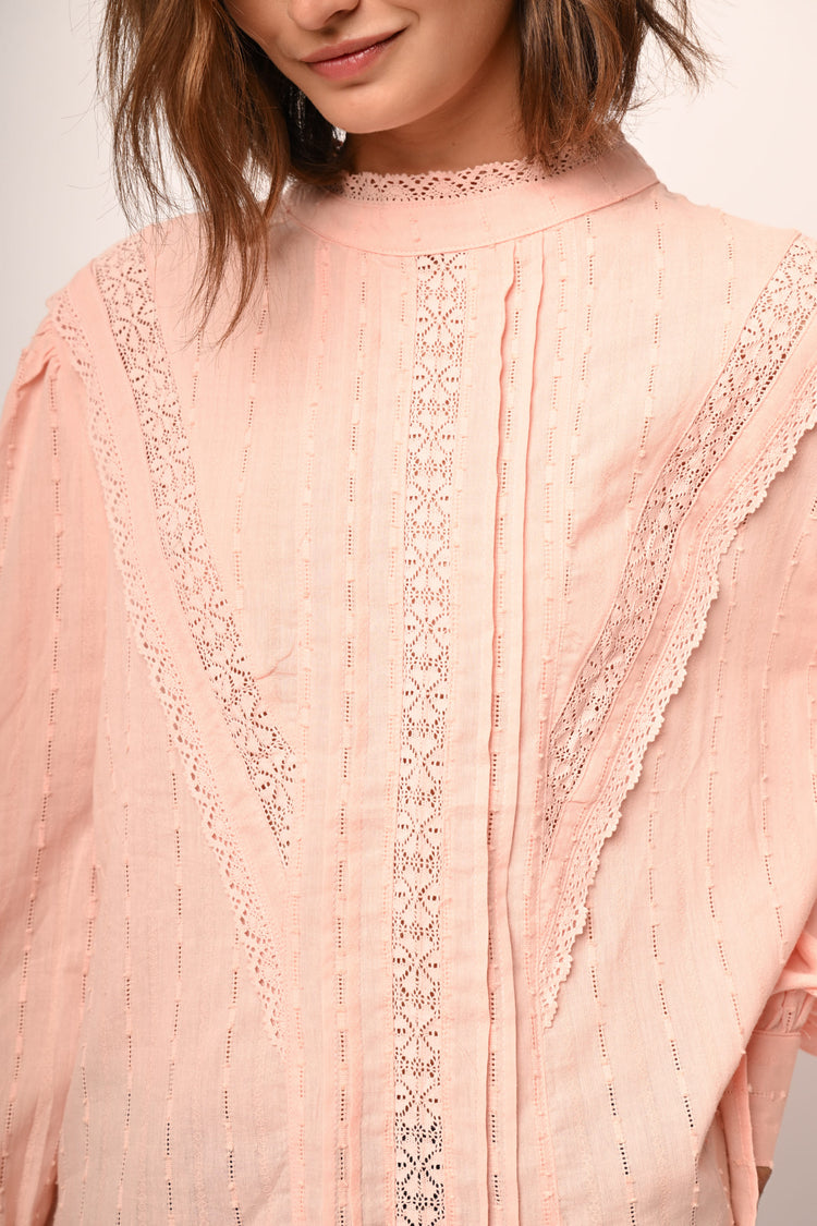 Blusa con inserti in pizzo