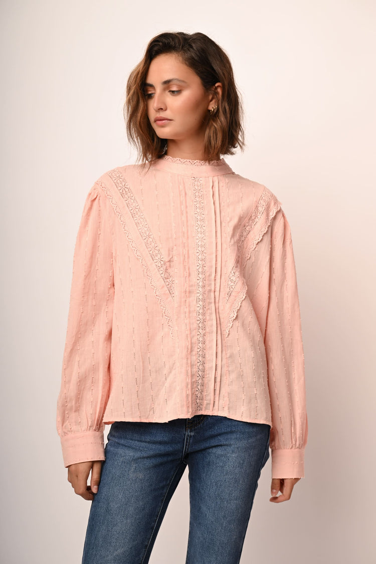 Blusa con inserti in pizzo