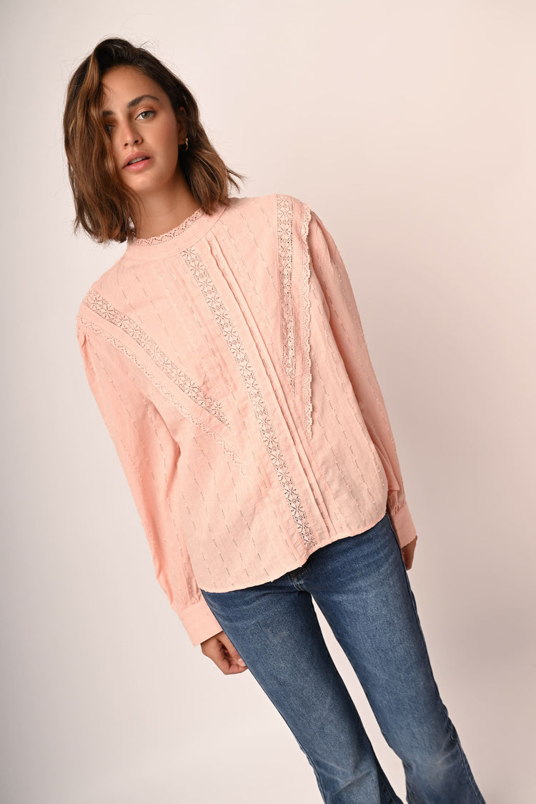 Blusa con inserti in pizzo
