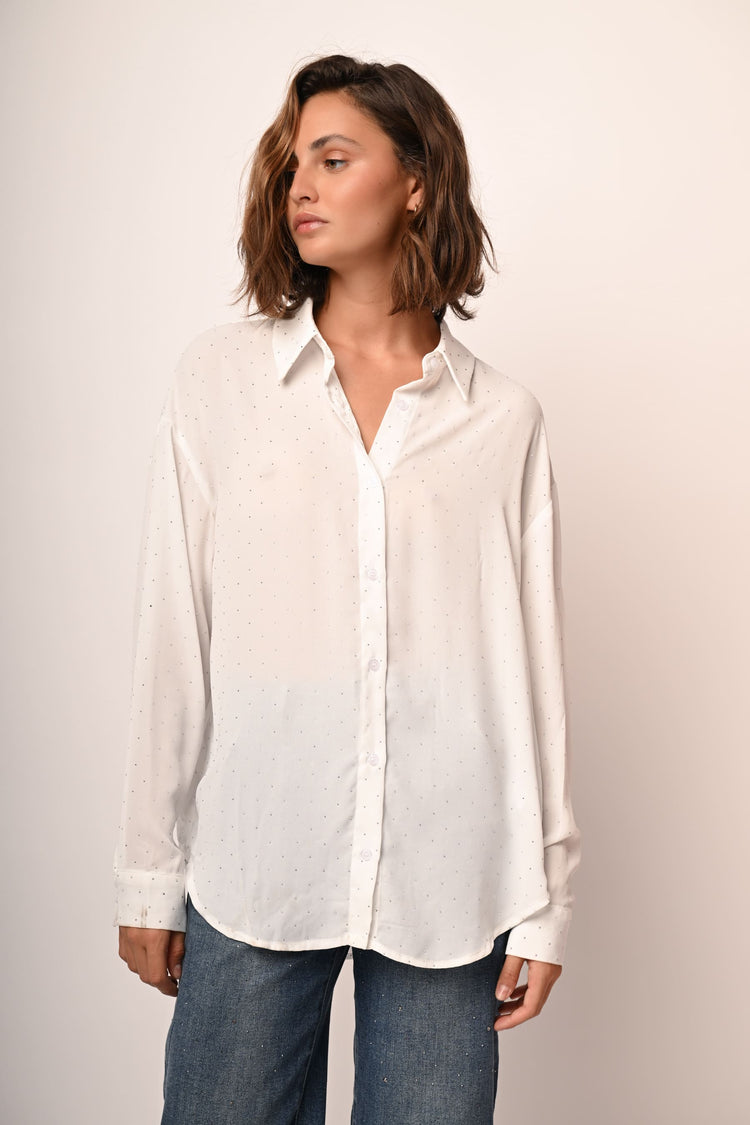 Camicia oversize con strass