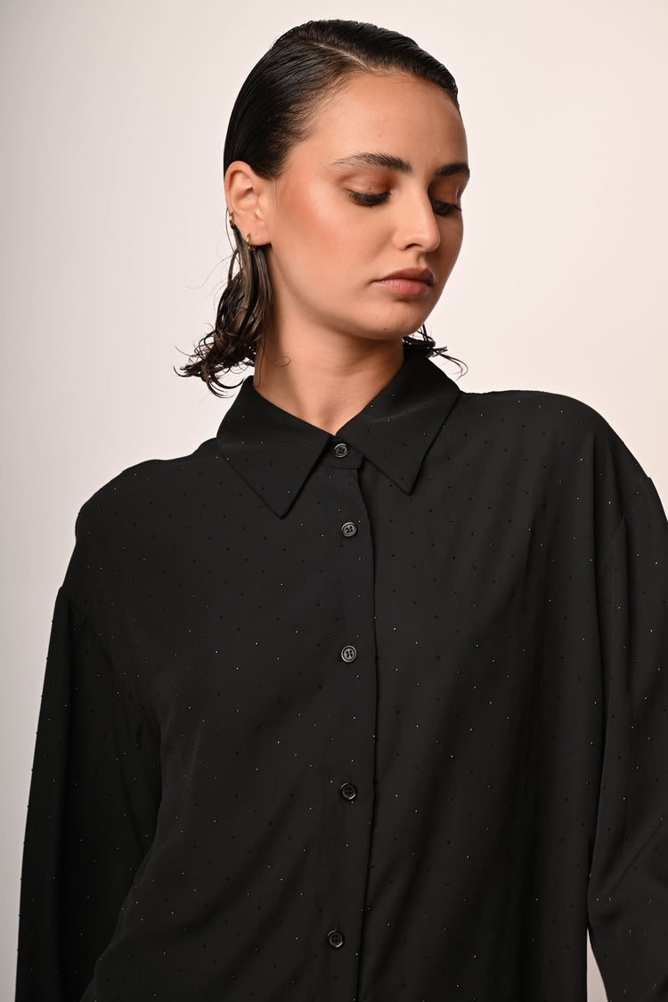 Camicia oversize con strass