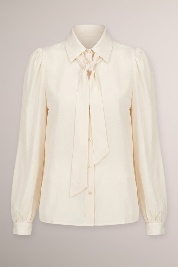 Camicia avorio con nastro in raso