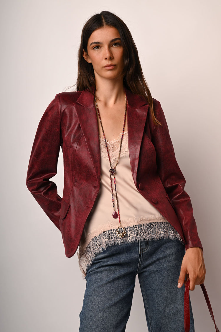 Blazer monopetto in similpelle
