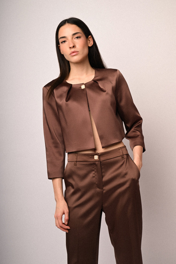 Bolero in raso con bottone gioiello