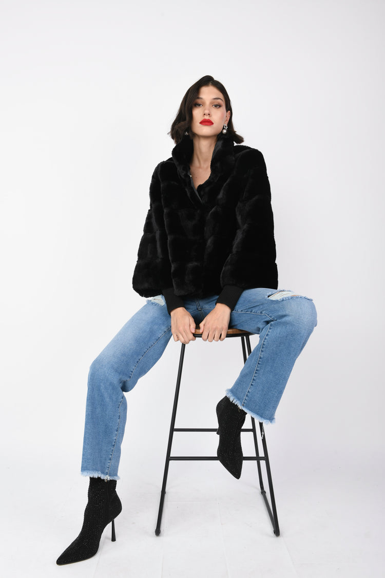 Giacca corta in faux fur