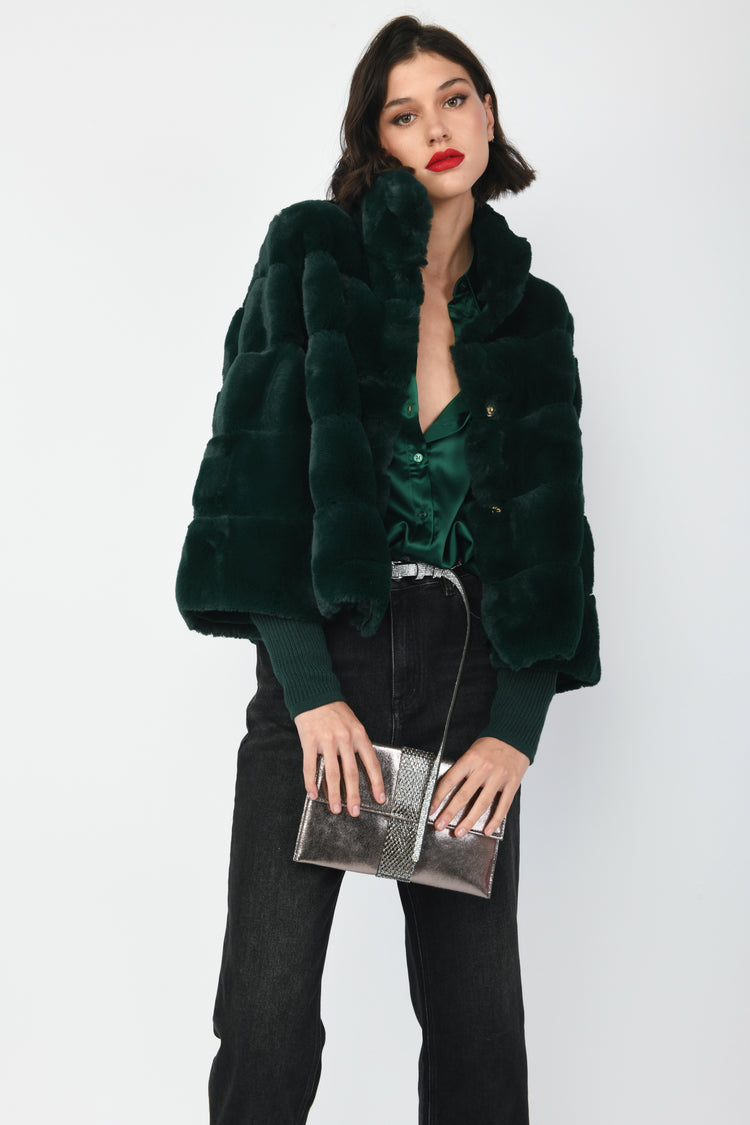 Giacca corta in faux fur