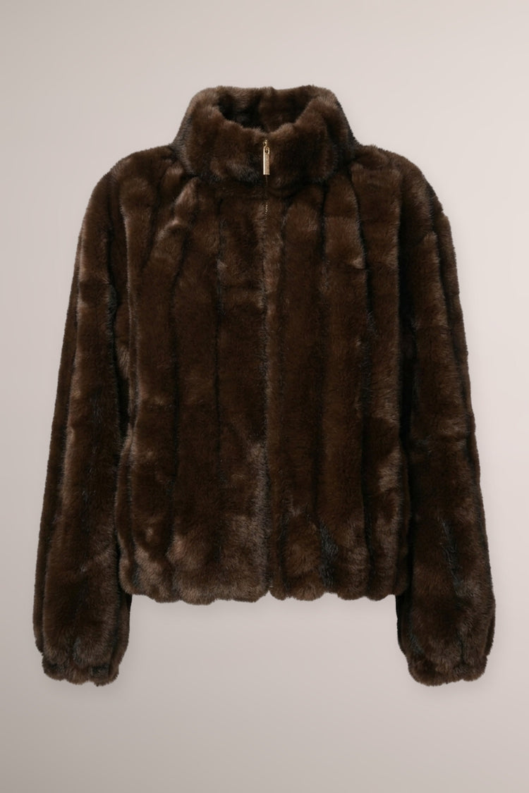 Giacca in faux fur cioccolato