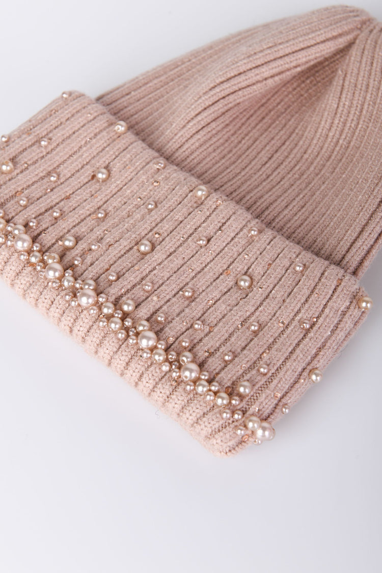 Berretto in maglia con perline
