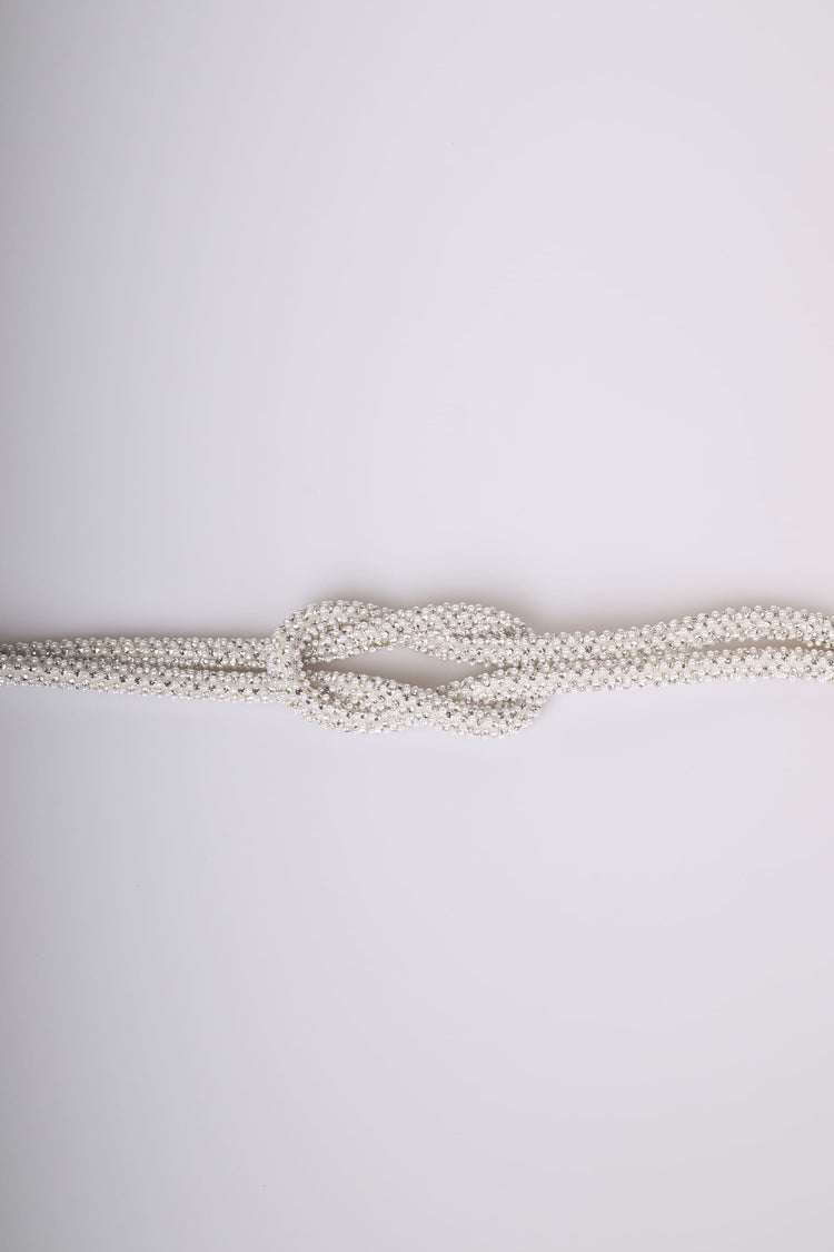 Cintura con nodo, perline e strass