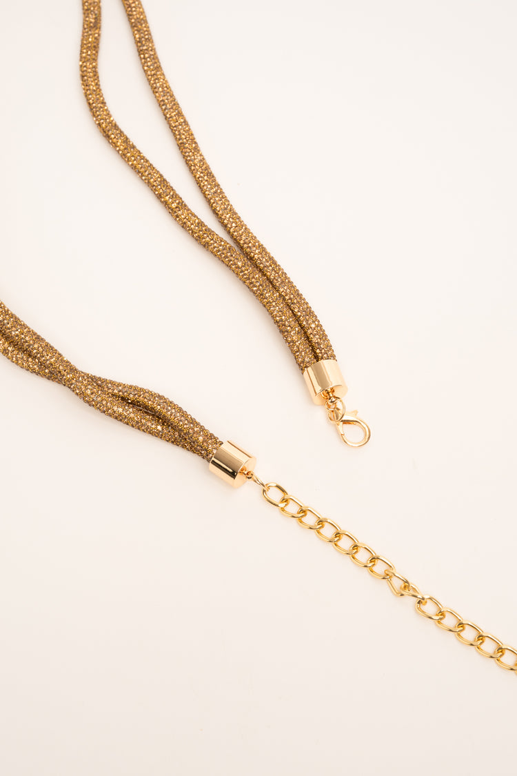 Cintura gioiello con nodo e strass oro