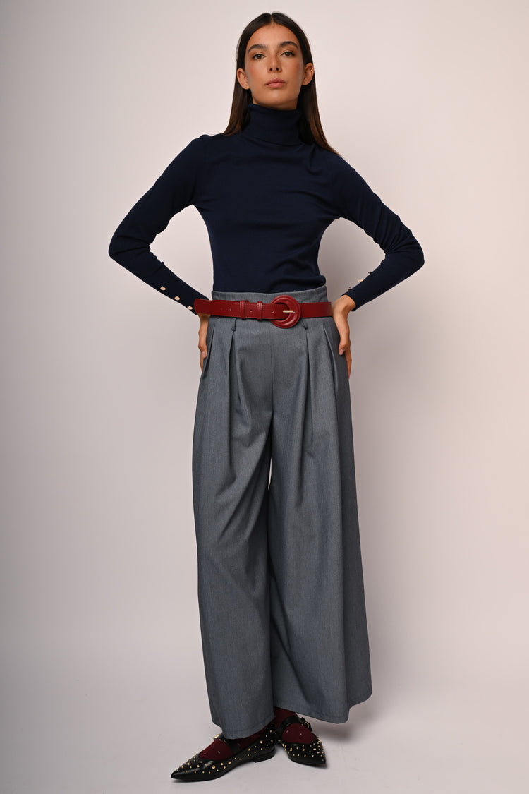 Pantaloni palazzo con fiore 3D