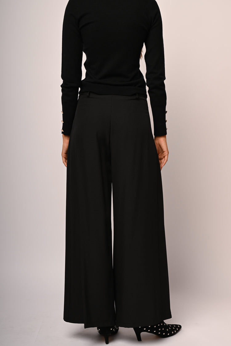 Pantaloni palazzo con fiore 3D