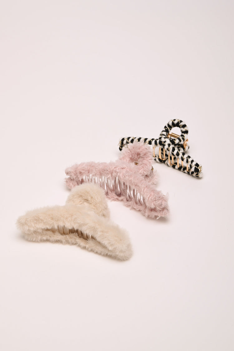 Set di tre pinze per capelli