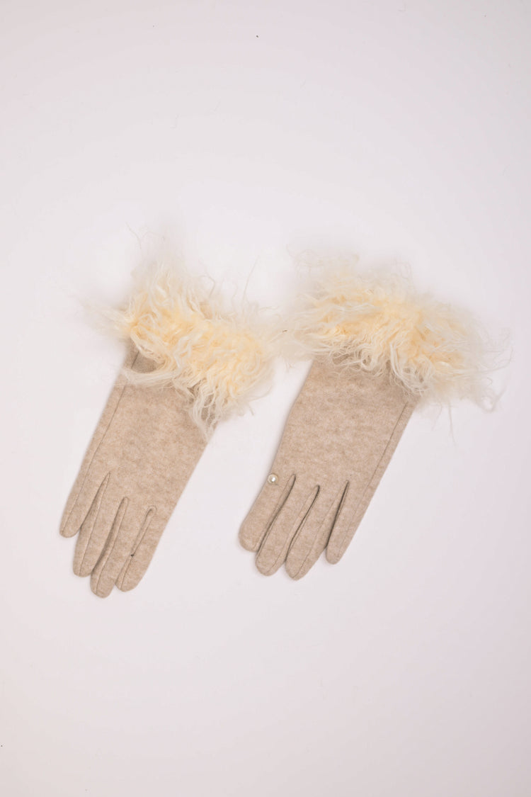 Guanti con decorazione in shearling