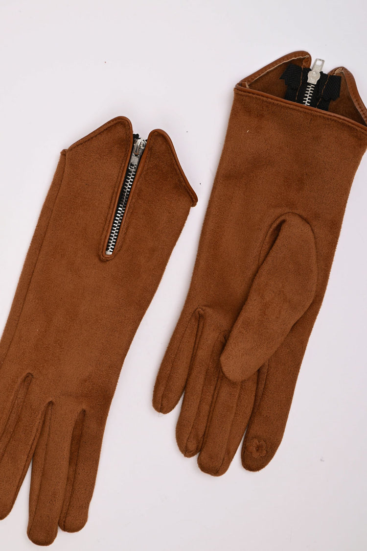 Guanti scamosciati con zip