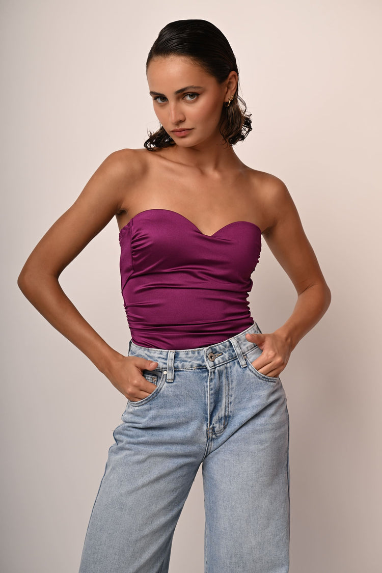 Top a bustier in raso