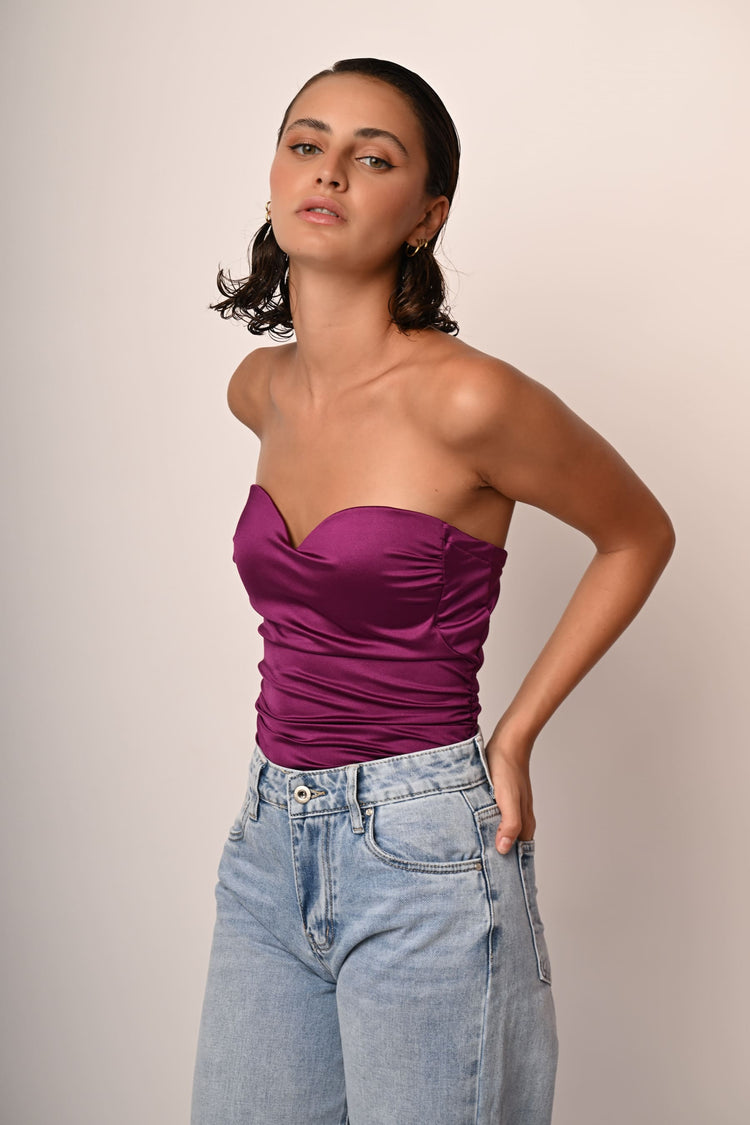 Top a bustier in raso