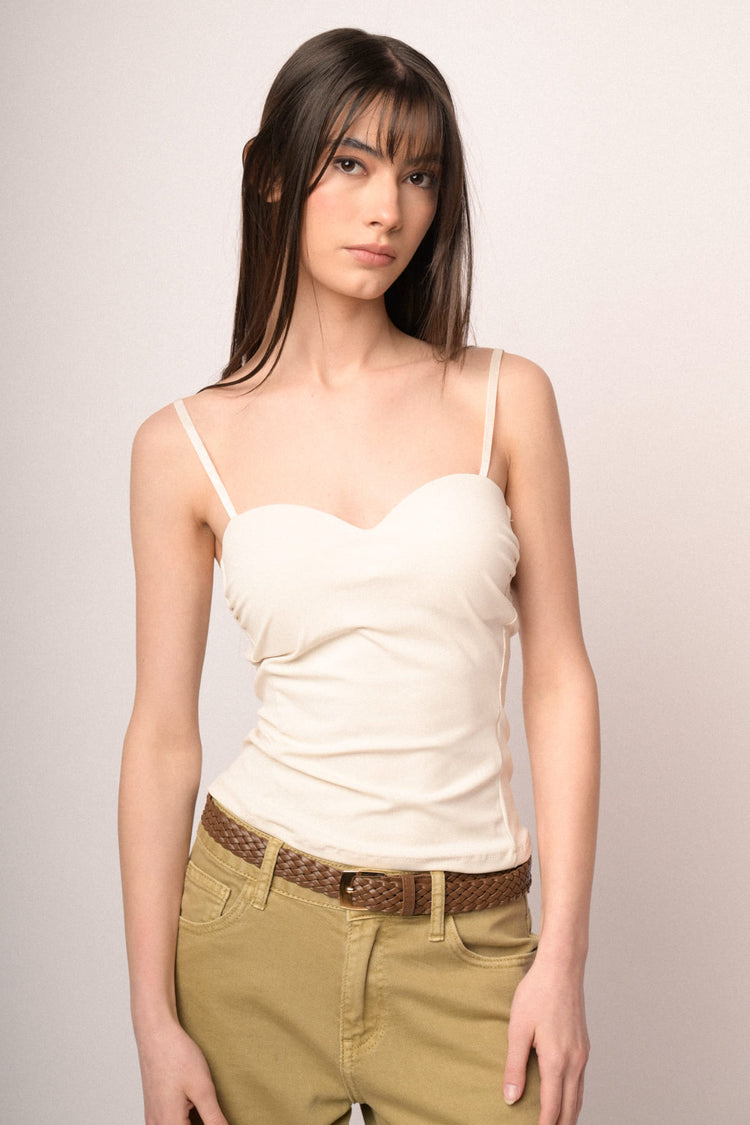 Top a bustier con scollo a cuore bianco