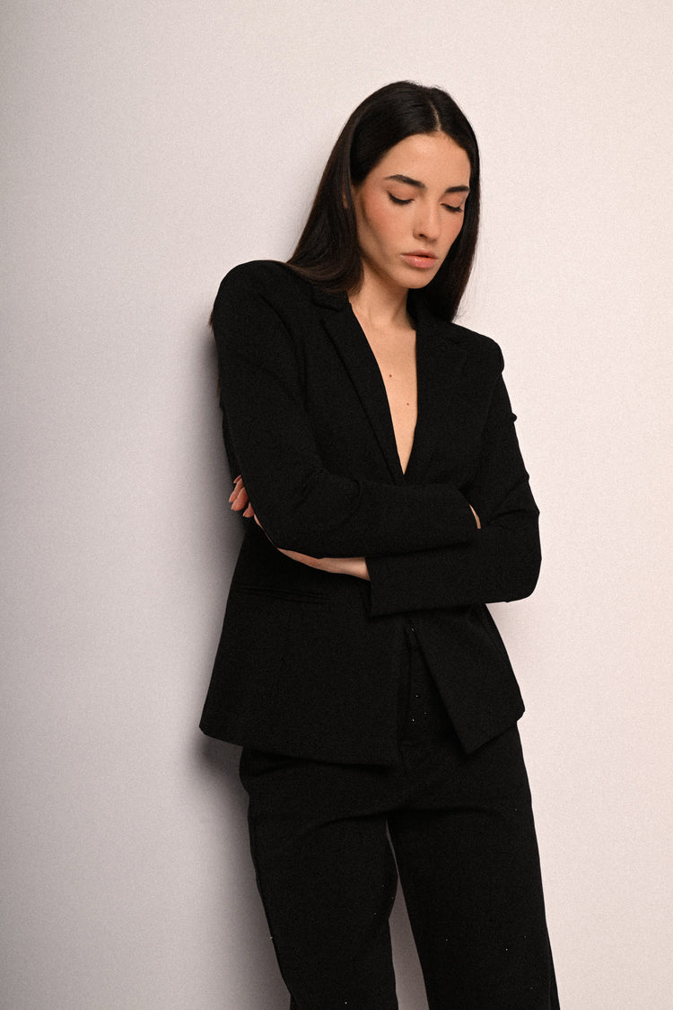 Blazer basic monopetto misto viscosa