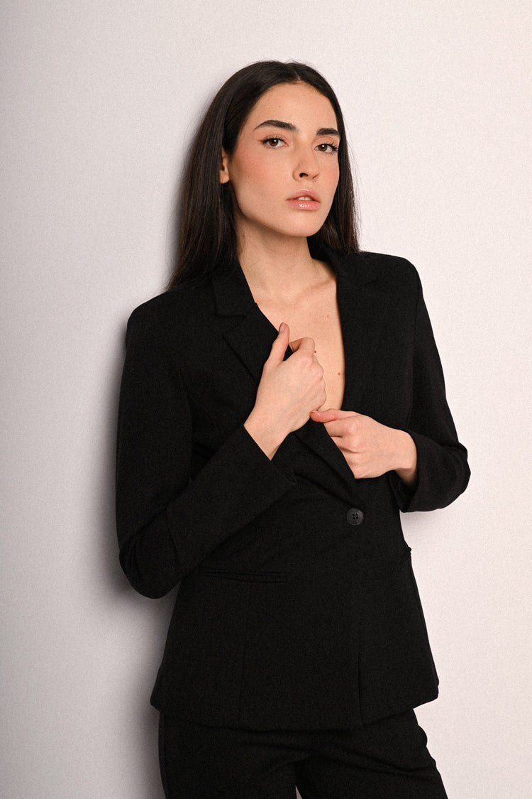 Blazer basic monopetto misto viscosa