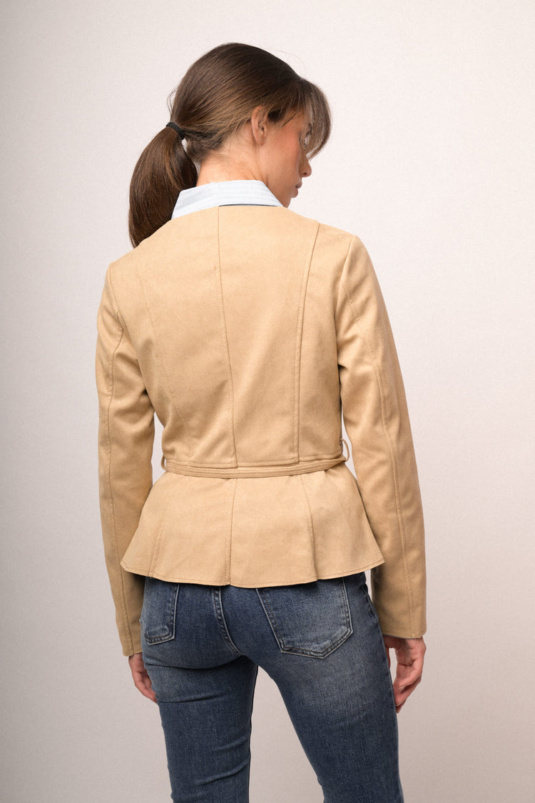 Giubbino velour con cintura