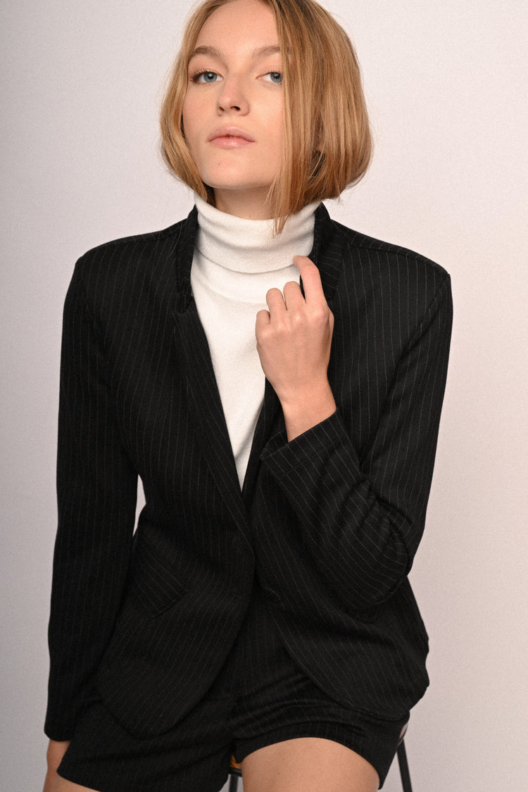 Blazer monopetto con motivo gessato