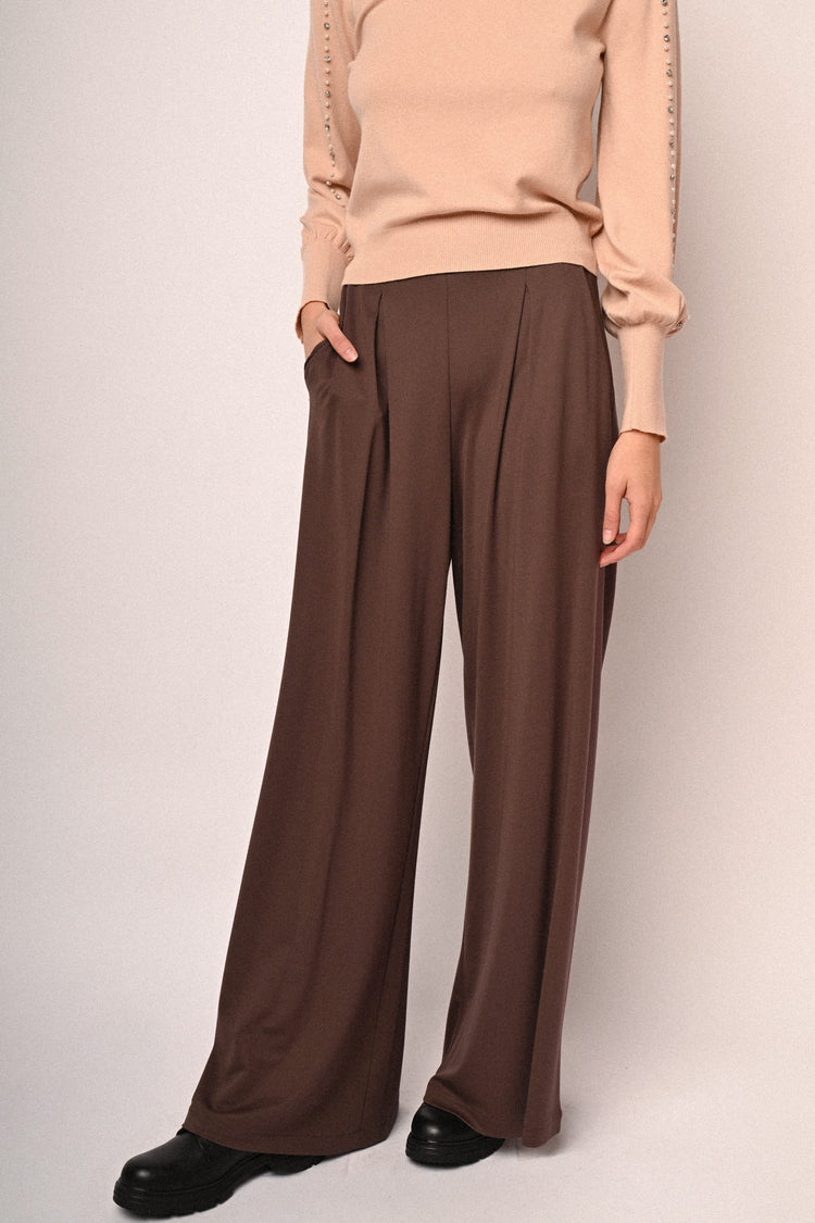 Pantaloni palazzo misto viscosa