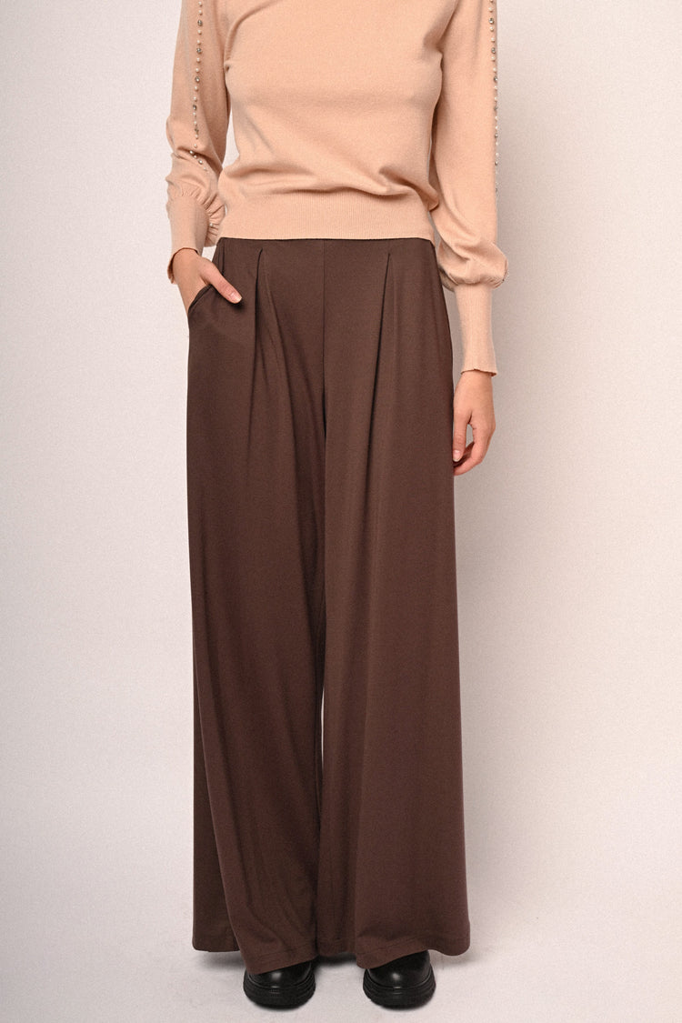 Pantaloni palazzo misto viscosa