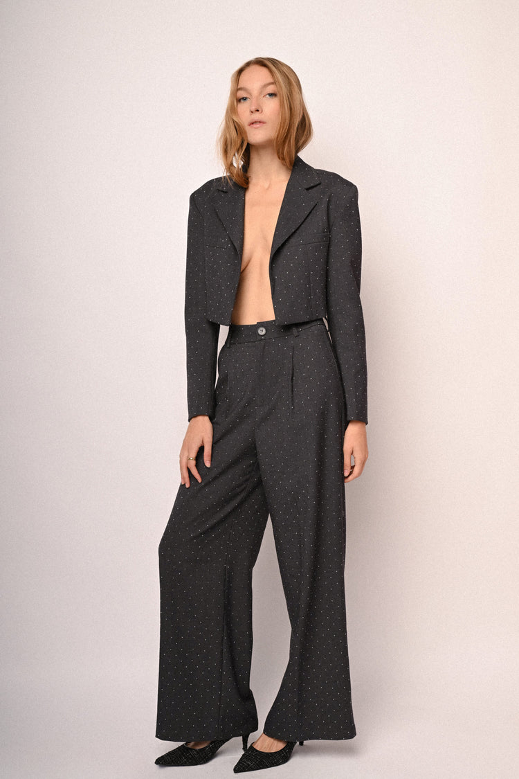 Blazer crop con strass