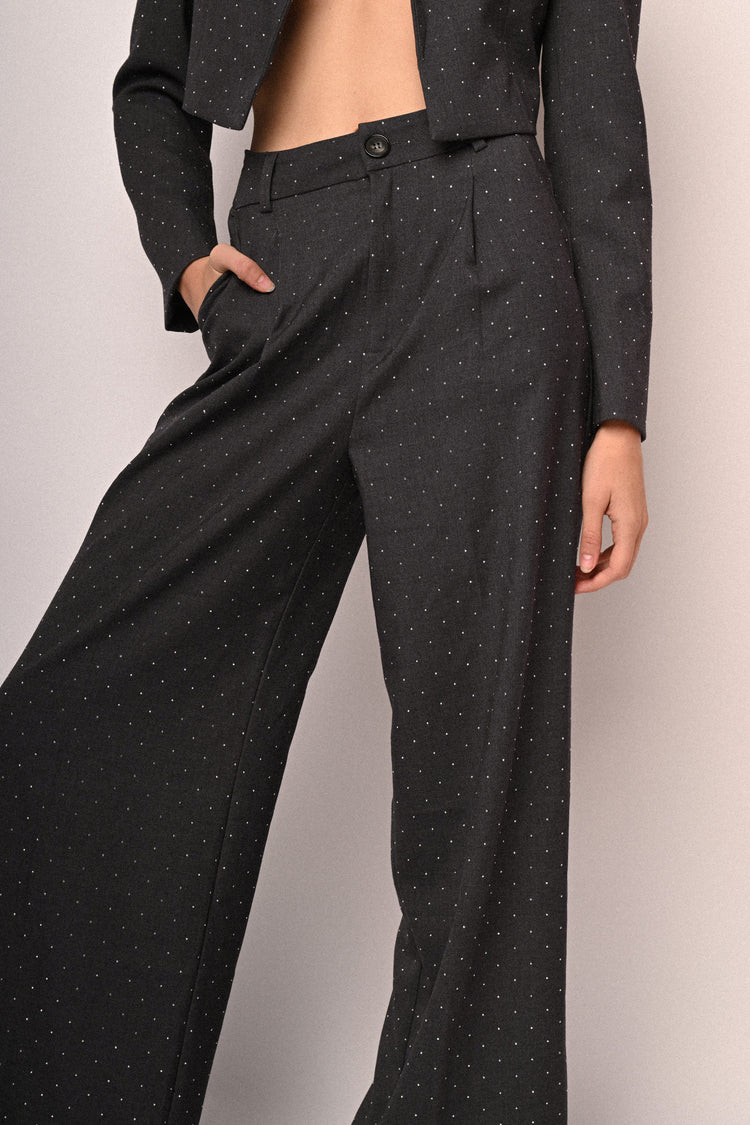 Pantaloni palazzo con strass