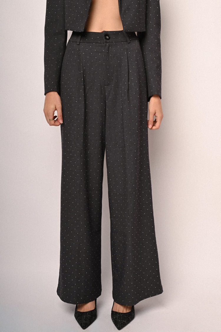 Pantaloni palazzo con strass