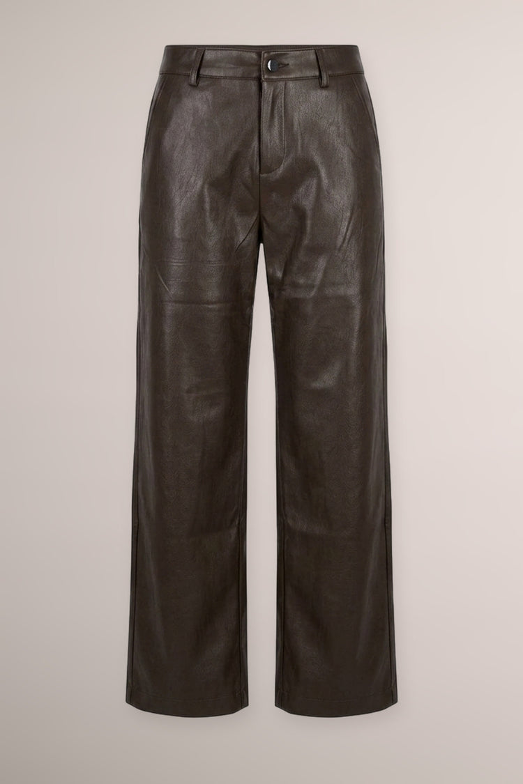 Pantaloni wide-leg in similpelle ebano