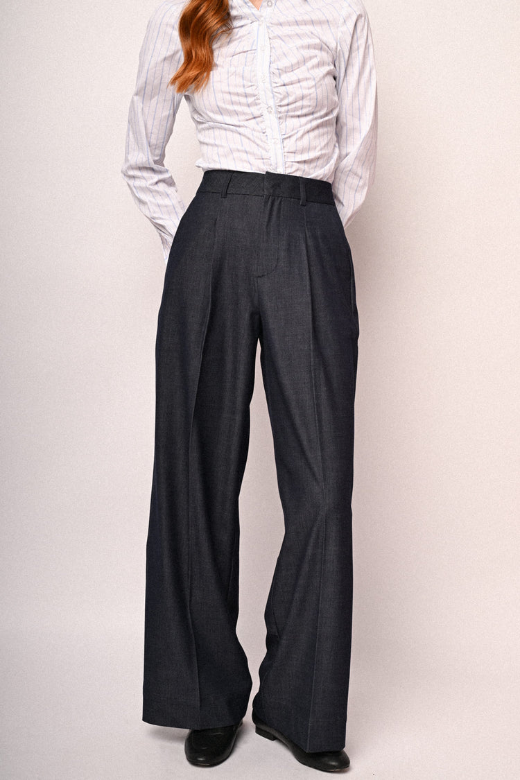 Pantaloni palazzo effetto denim