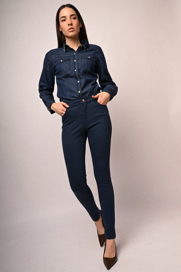 Pantaloni slim-fit in drill