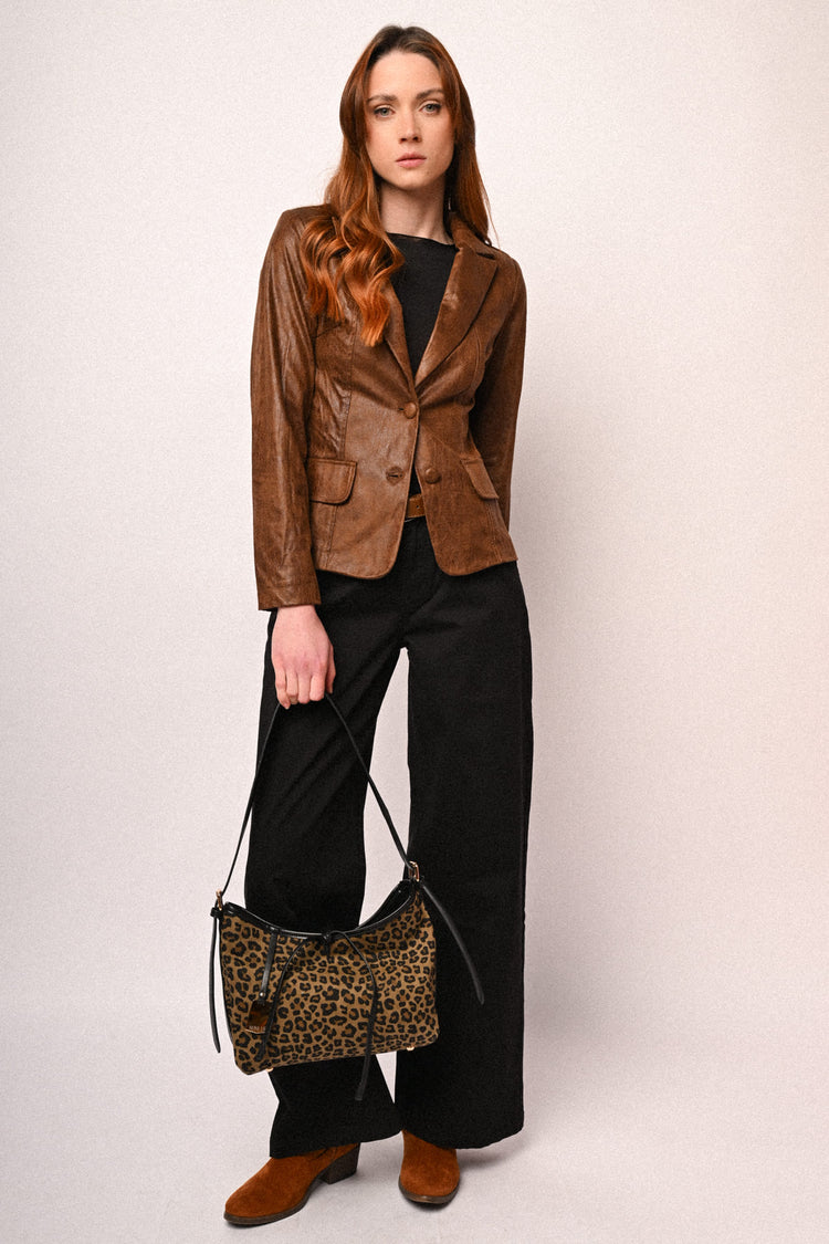 Blazer monopetto in similpelle