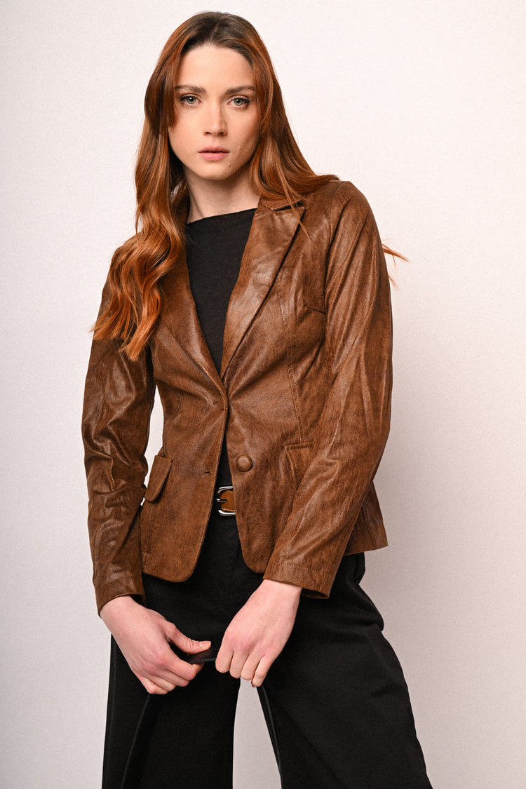 Blazer monopetto in similpelle